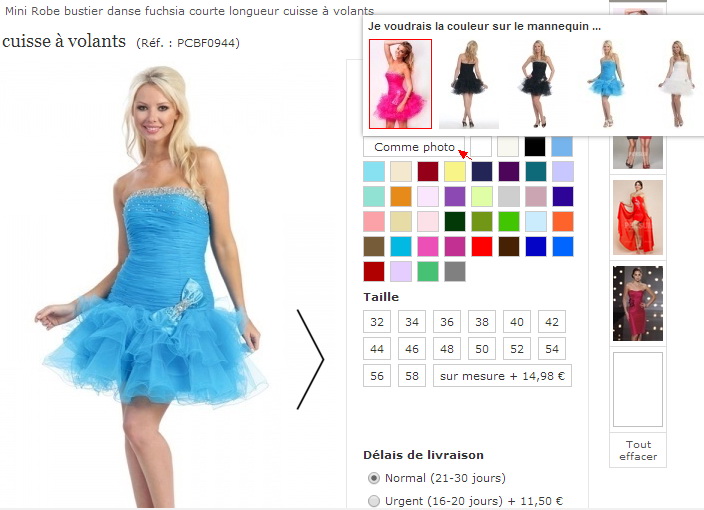 robe habillée pour fête et choisir la couleur sur le mannequin sur JMRouge.fr