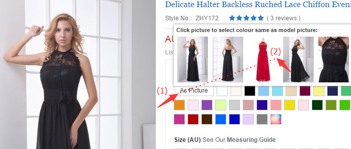 formal dress au & how to choose the photo color on the model on dressesmallau.co